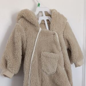 Cozy Tan Sherpa Baby Onesie